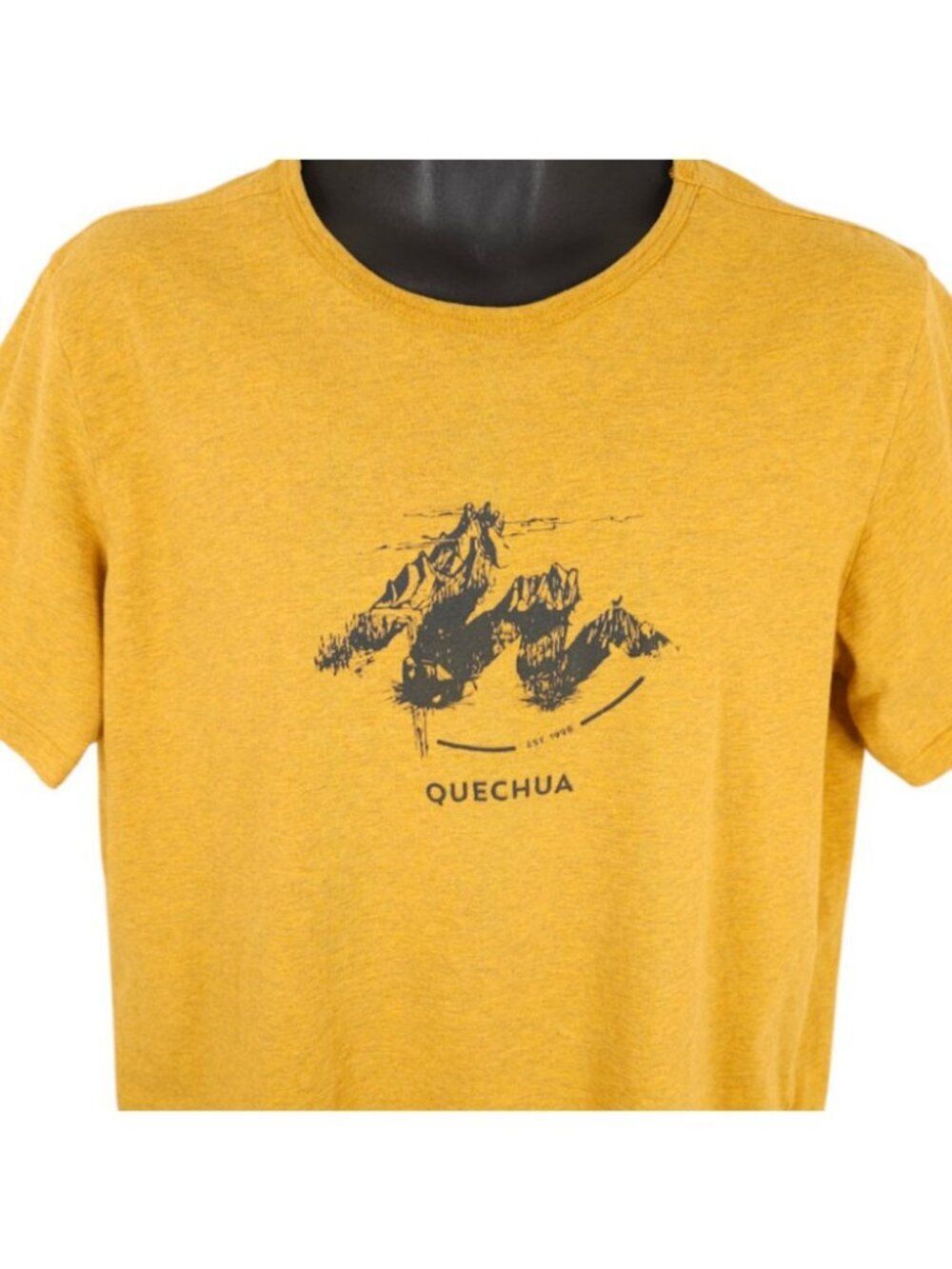 Quechua Decathlon T Shirt Mens Size XL Yellow Hiking Camping Apparel